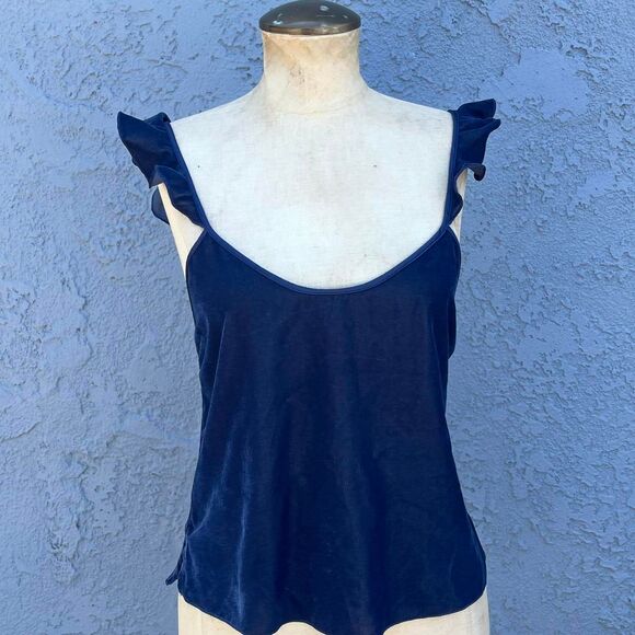 Victoria's Secret Blue Velvet Camisole Xs Tank top Cropped - Picture 1 of 8